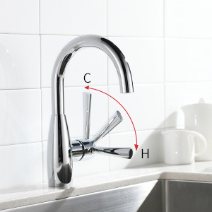 Kitchen Faucet 360 Rotation - Grifo para lavabo, cromado
