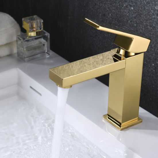 Grifo de baño de color dorado, grifo de lavabo en color dorado