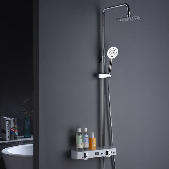Set de ducha digital con plataforma de plataforma, conjunto de grifo mezclador termostático para ducha de lluvia