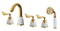 Grifo de latón con doble llave de baño, 5 piezas, bañera de hidromasaje en oro (60212)